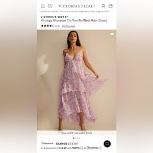 Victoria's Secret Vintage Blossom Chiffon Ruffled Maxi Dress NWT size Large